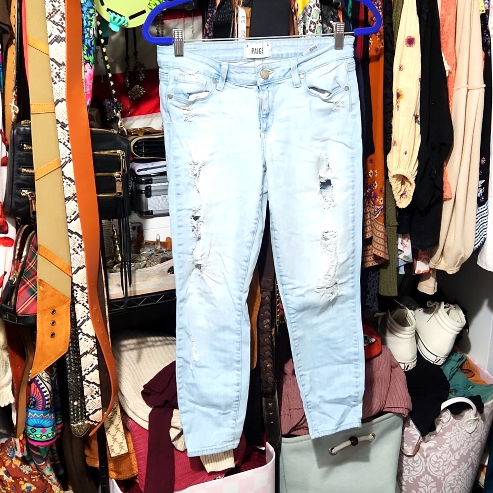 Paige verdugo crop jeans distressed 28